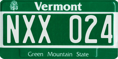 VT license plate NXX024