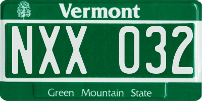 VT license plate NXX032