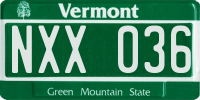 VT license plate NXX036