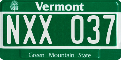 VT license plate NXX037