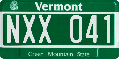 VT license plate NXX041