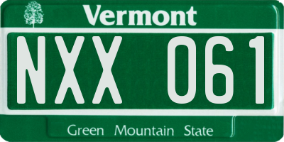 VT license plate NXX061
