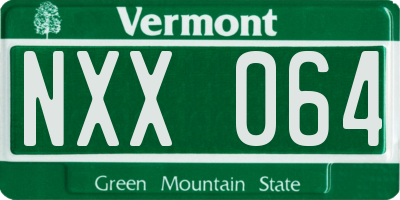VT license plate NXX064