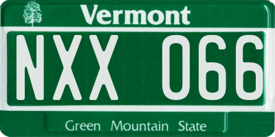 VT license plate NXX066