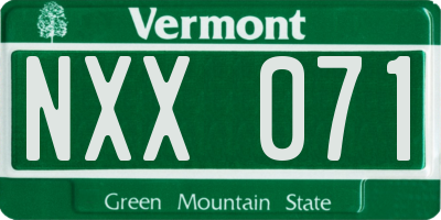 VT license plate NXX071
