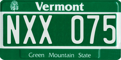 VT license plate NXX075