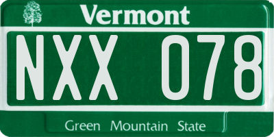 VT license plate NXX078