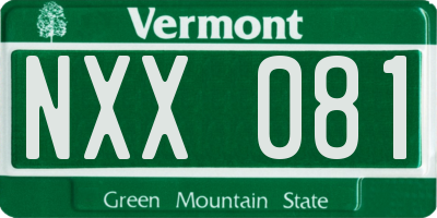 VT license plate NXX081