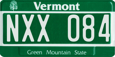 VT license plate NXX084