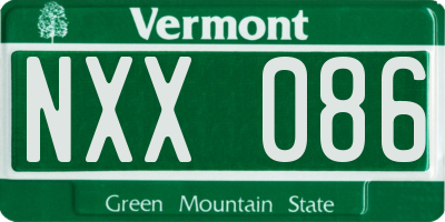 VT license plate NXX086