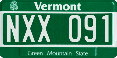 VT license plate NXX091
