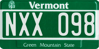 VT license plate NXX098