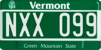 VT license plate NXX099