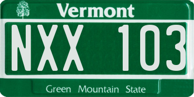 VT license plate NXX103