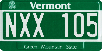 VT license plate NXX105