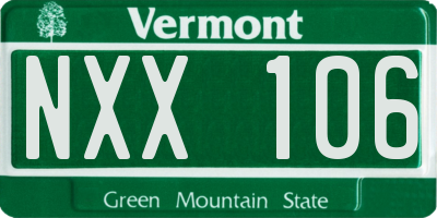 VT license plate NXX106