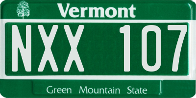 VT license plate NXX107