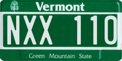 VT license plate NXX110