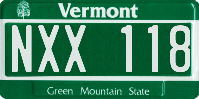 VT license plate NXX118