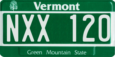 VT license plate NXX120