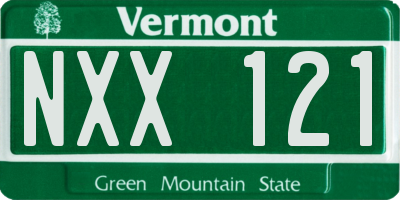 VT license plate NXX121