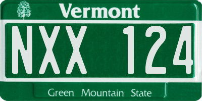 VT license plate NXX124