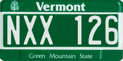 VT license plate NXX126