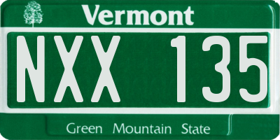 VT license plate NXX135