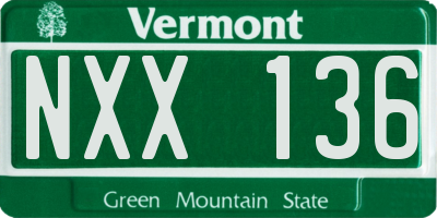 VT license plate NXX136