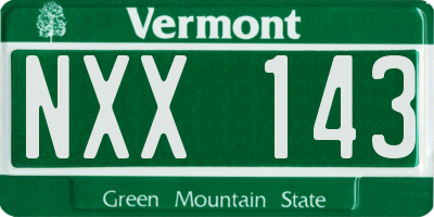 VT license plate NXX143