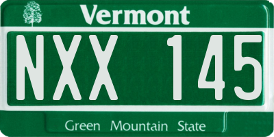 VT license plate NXX145