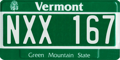 VT license plate NXX167