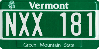 VT license plate NXX181