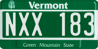 VT license plate NXX183