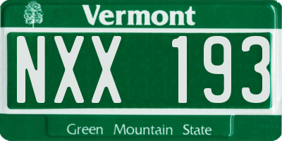 VT license plate NXX193