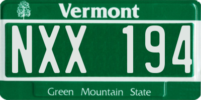 VT license plate NXX194