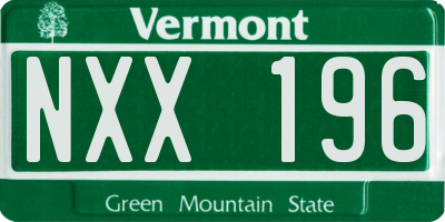VT license plate NXX196