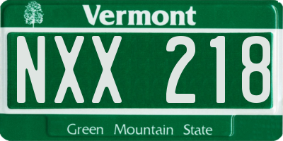 VT license plate NXX218