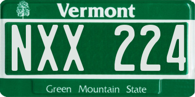 VT license plate NXX224