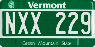 VT license plate NXX229