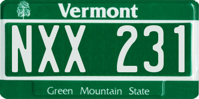 VT license plate NXX231