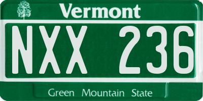 VT license plate NXX236