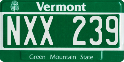 VT license plate NXX239