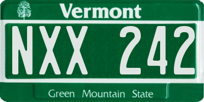 VT license plate NXX242