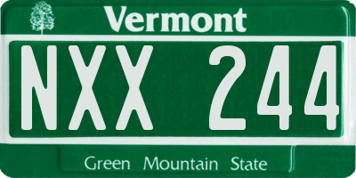 VT license plate NXX244