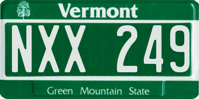 VT license plate NXX249