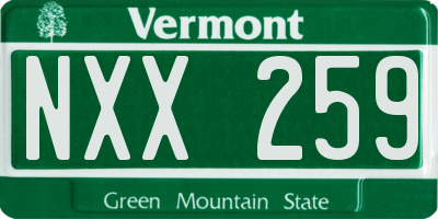 VT license plate NXX259