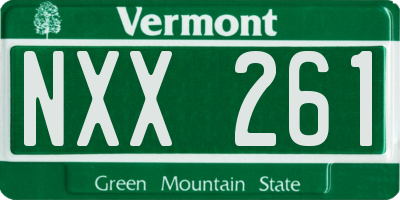 VT license plate NXX261