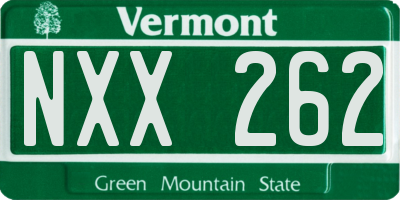 VT license plate NXX262