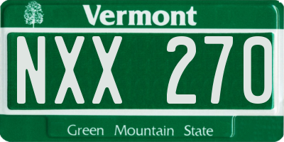VT license plate NXX270